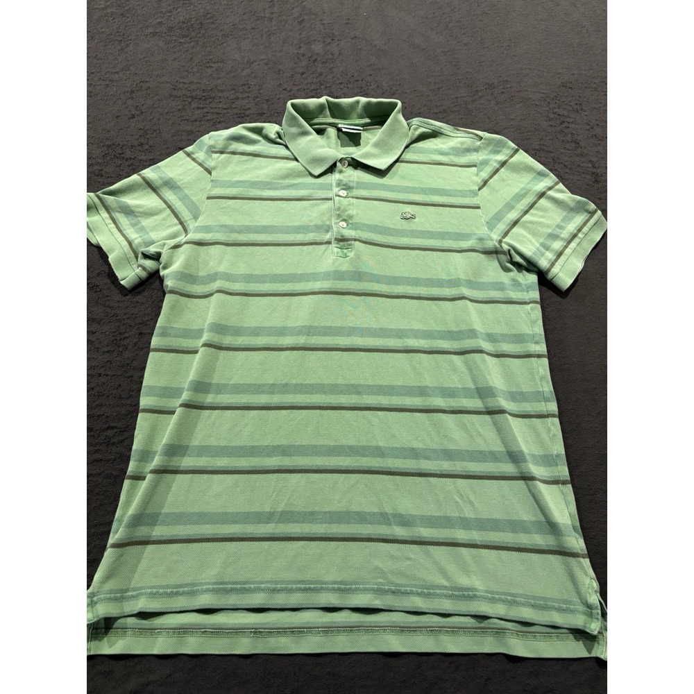 Lacoste Striped Polo Shirt Size 6 Green Vintage Washed